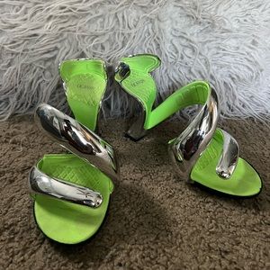Silver matrix heels , womens USA size 8